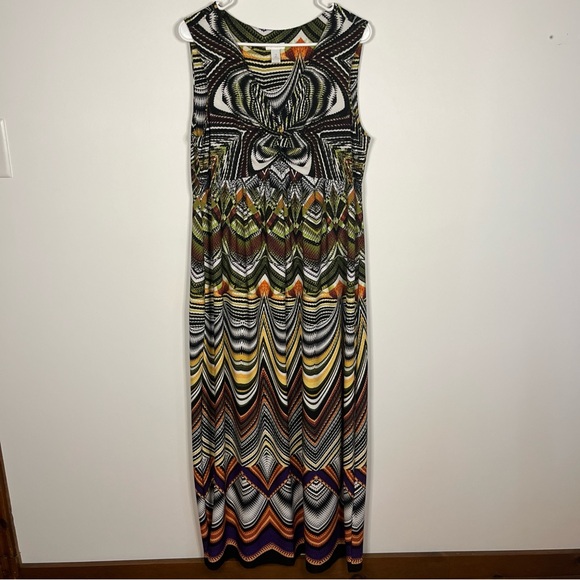 Chico’s maxi dress multicolor sleeveless pullover geometric size 2 (12) - Picture 4 of 9